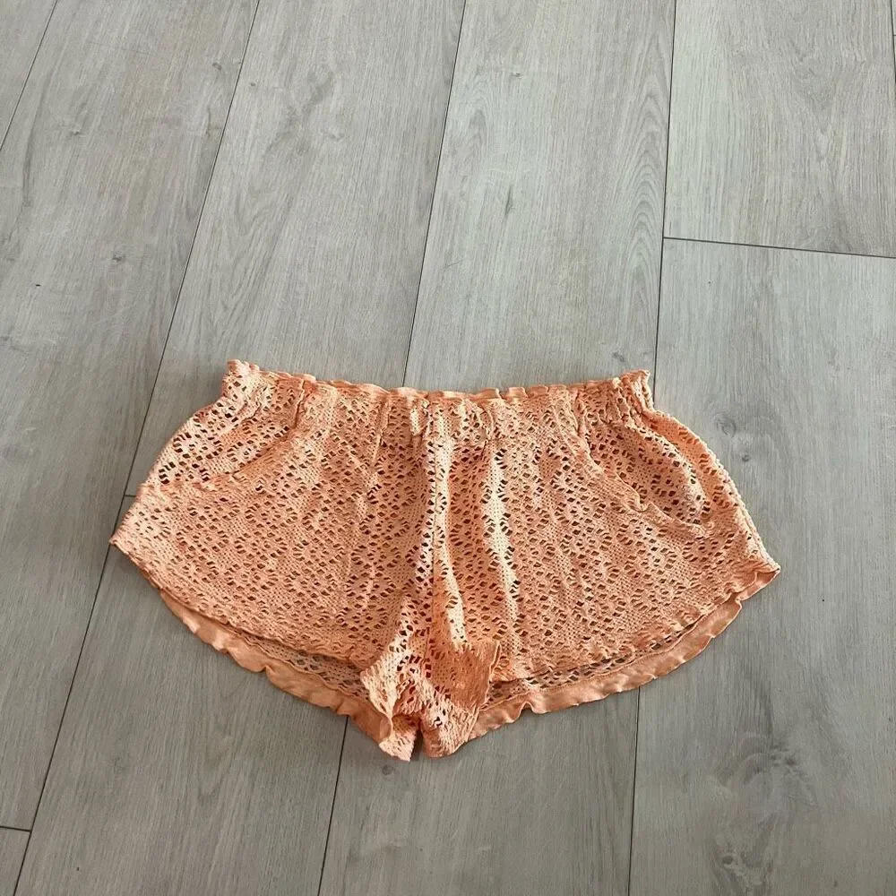 Free People Beach Crochet Love Shorts Size S Peach Lace
